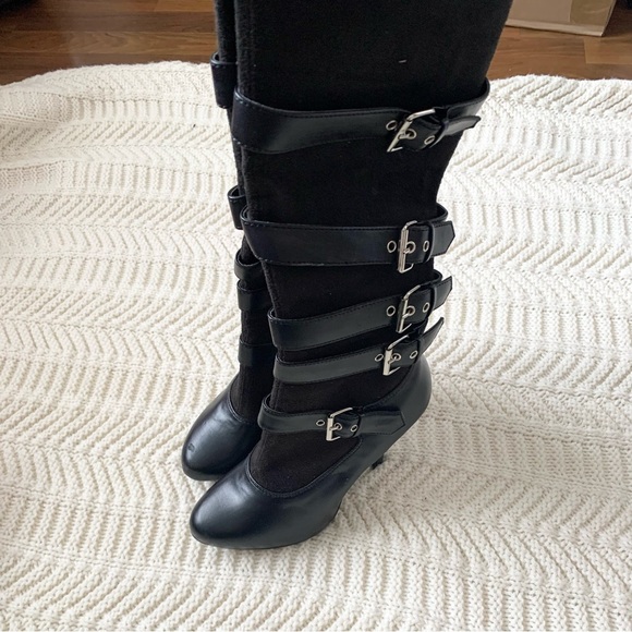 Funtasma Costume Boots Black Heels Buckle Straps - Picture 3 of 6